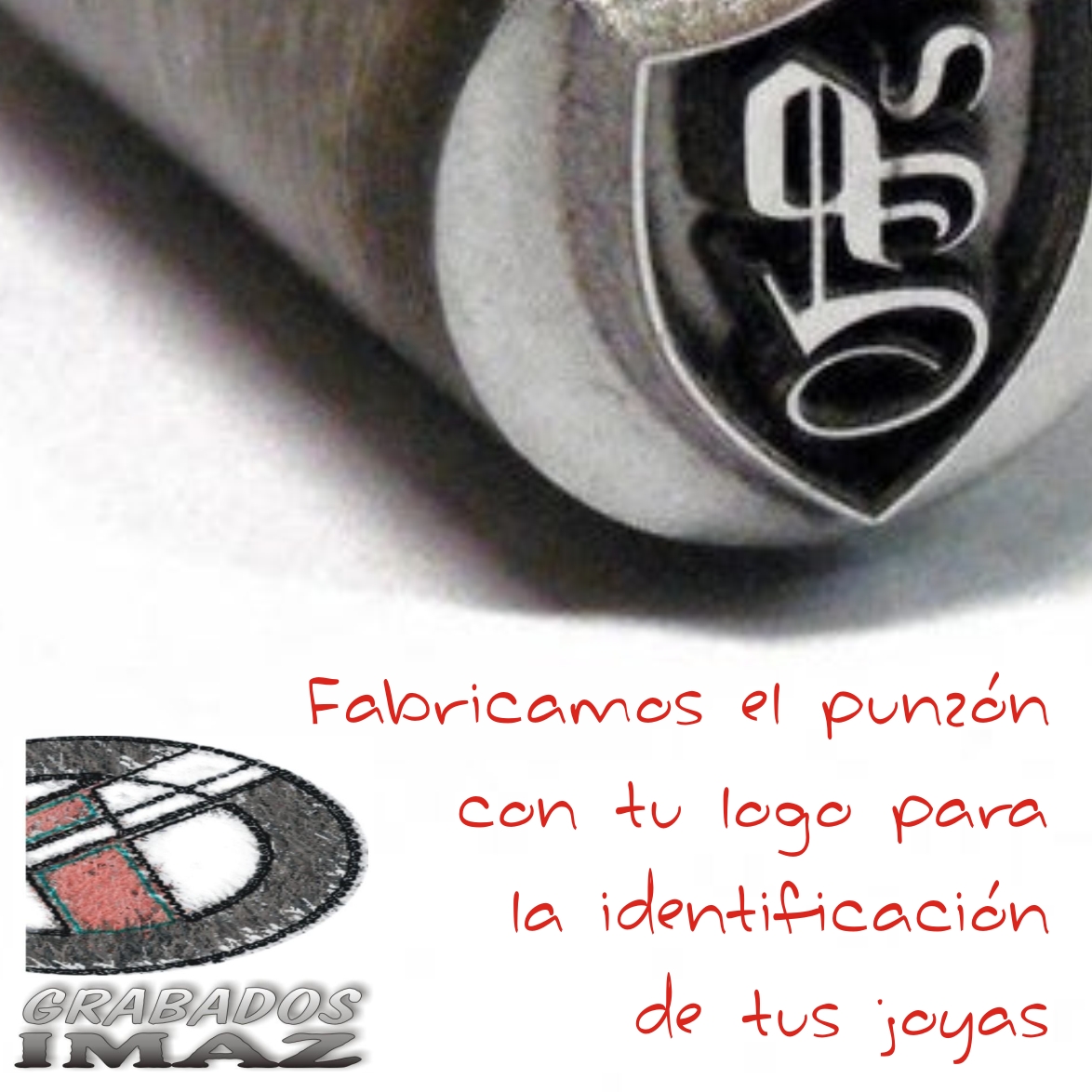 Muestra de un punzón con forma de sello para joyería.